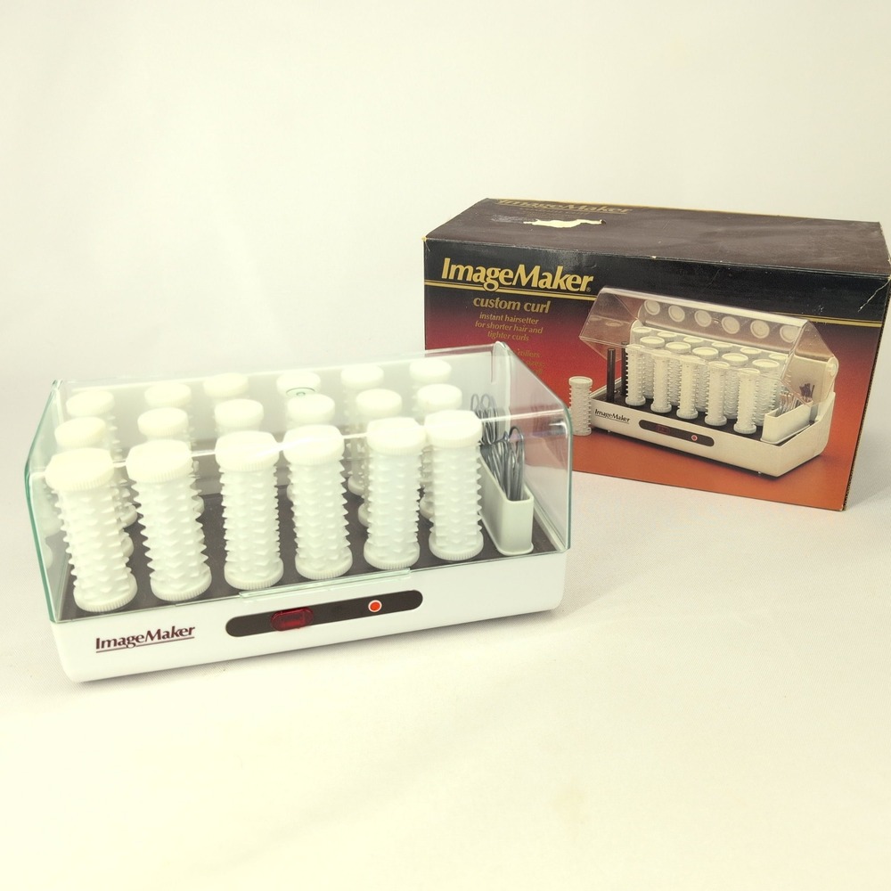vtg ImageMaker Custom Curl Hairsetter White 18 Fast Heating Rollers Set